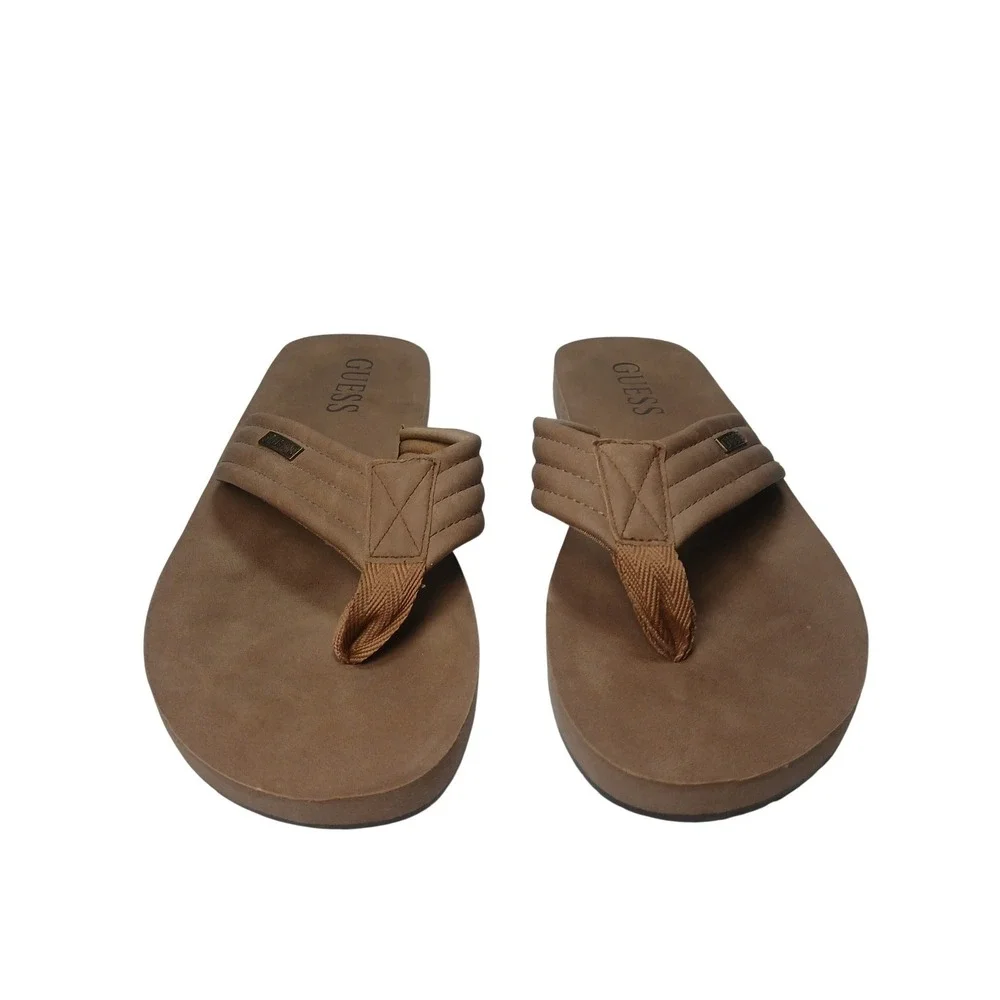 Guess Flip Flop Sandals Mens 11.5-12 Brown Padded Logo Thong Shoes